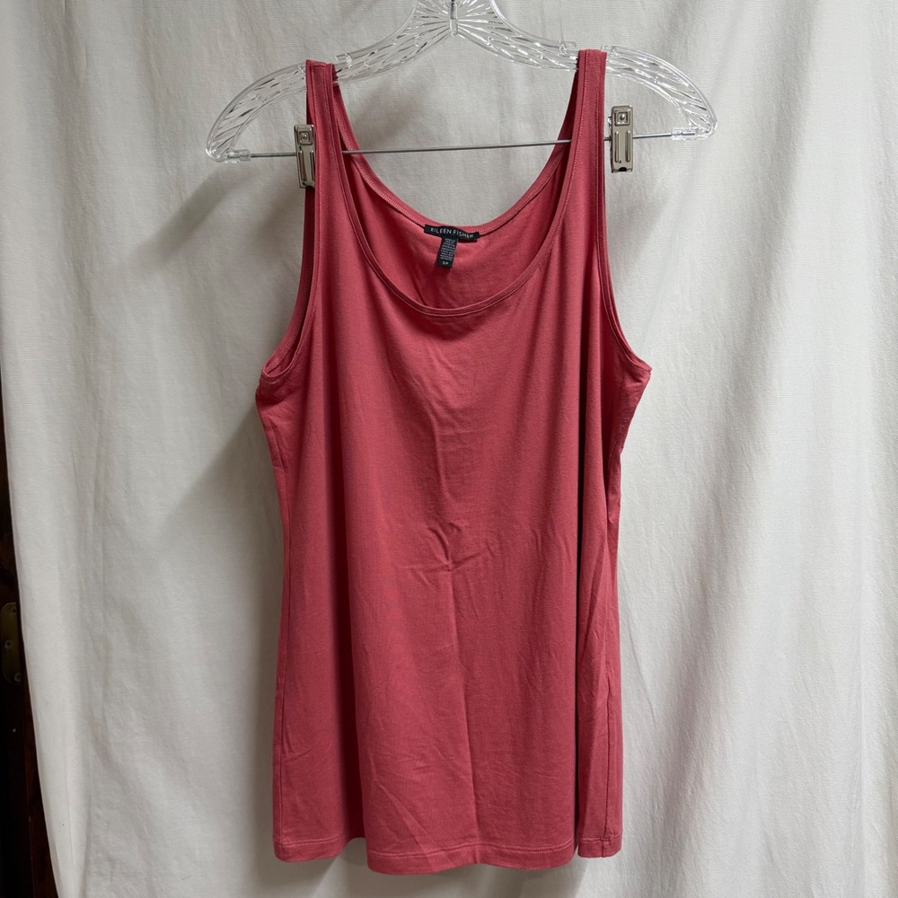 Eileen Fisher Pink Viscose Stretch Scoop Neck Tank Top Small S/P Classic